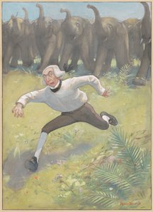 Man Running from Elephants by Peter Newell