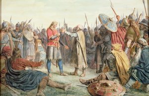 Olav Trygvasson is chosen to be king of Oreting by Peter Nicolai Arbo