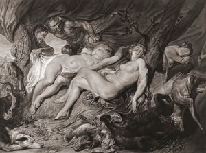 Sleeping Diana and Her Nymphs Spied on by Satyrs