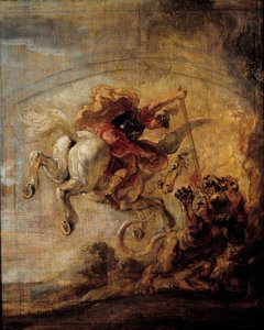 Bellerophon climbs on Pegasus through his spear the chimera by Peter Paul Rubens