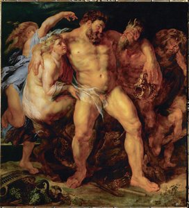 Hercules, drunk, led by a nymph and a satyr, c.1612-14 by Peter Paul Rubens