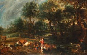 Landscape with Cows and Duck Hunters by Peter Paul Rubens