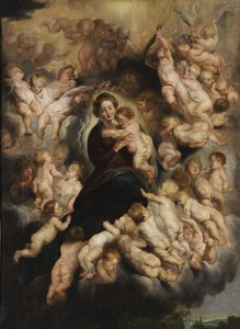 Mary with Child in Angel Wreath