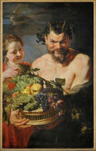 Satyr and Girl with Fruit Basket