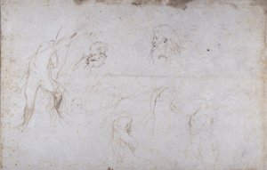 Studies of a Male Figure Tied to a Tree and of Two Male Heads by Peter Paul Rubens