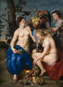 Ceres with Two Nymphs by Peter Paul and Snyders Frans  Rubens