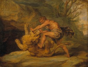 Samson and the Lion by Peter Paul studio of Rubens