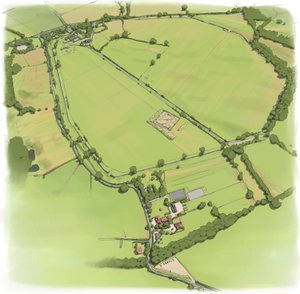 Aerial view of Silchester Roman City Walls from the North West by Peter Urmston