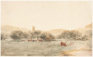 A Meadow with Cattle Near Glastonbury by Peter de Wint
