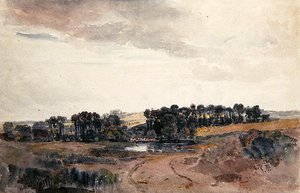 Landscape with Trees and Cattle by a Pool