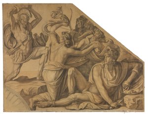 Aphrodite Protects Paris from Menelaus. Cartoon for the Ceiling Paintings of the Munich Glyptothek by Peter von Cornelius