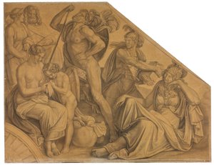 Aphrodite and Ares Wounded by Diomedes. Cartoon for the Ceiling Paintings of the Munich Glyptothek by Peter von Cornelius