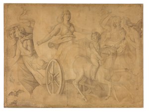 The Evening (The Chariot of Artemis). Cartoon for the Ceiling Paintings of the Munich Glyptothek by Peter von Cornelius