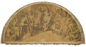 The Admission of Heracles to Olympus, Tympanum. Cartoon for the Ceiling Paintings of the Munich Glyptothek by Peter von Cornelius