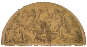The Water World Listens to the Lyre Playing of Arion, Arch Field. Cartoon for the Ceiling Paintings of the Munich Glyptothek by Peter von Cornelius