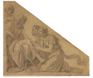Eos and Tithonus before Zeus. Cartoon for the Ceiling Paintings of the Munich Glyptothek by Peter von Cornelius