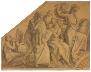 Odysseus Discovers Achilles Among the Daughters of Lycomedes. Cartoon for the Ceiling Paintings of the Munich Glyptothek by Peter von Cornelius
