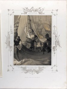 Constantine Kanaris destroys by fire three Turkish ships of the line at Tchesme From the Album of G by Peter von Hess