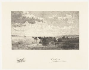 Cattle by a Pond by Petrus Johannes Arendzen