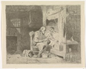 Old Man Reading to His Wife
