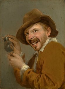 Taste: A Laughing Man with an Upturned Glass (from the series Personifications of the Five Senses) by Petrus Staverenus