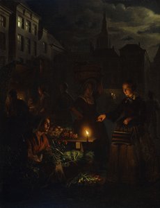 A Market Scene at Night