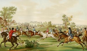 Horse Race - Coloured Engraving by Debucourt