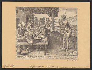 The Idler Chased Away from The Table of Those Who Have Worked by Philip Galle
