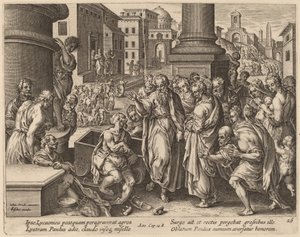 Saint Paul Heals the Lame Man at Lystra by Philip Galle after Jan van der Straet