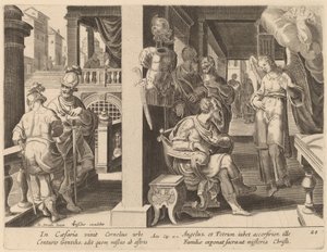 The Angel Commands Cornelius to Fetch Saint Peter by Philip Galle after Jan van der Straet