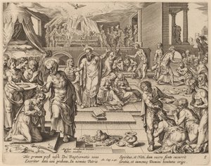 Many are Baptized by Philip Galle after Maerten van Heemskerck