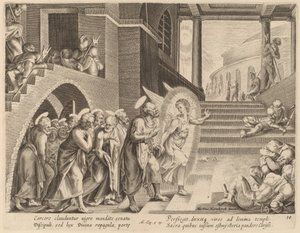 The Apostles Delivered from Prison by an Angel by Philip Galle after Maerten van Heemskerck