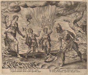 The Lord Endowing the Diligent Worker with Food and Clothing by Philip Galle after Maerten van Heemskerck