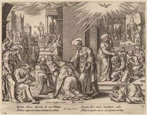 The People of Samaria Receive the Word of God by Philip Galle after Maerten van Heemskerck