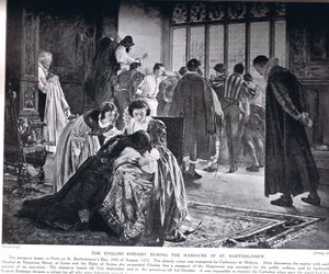 The English Embassy during the Massacre of St Bartholomew, illustration from 