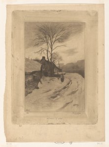 Farms along a road with bare trees by Philip Zilcken (signed by artist)