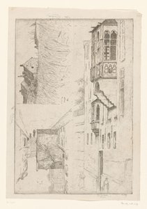 Cornfield with Houses and Two Views of Houses in a City by Philip Zilcken (signed by artist)