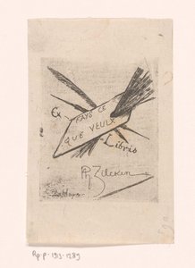 Ex Libris with Pens, Brushes, and Palette by Philip Zilcken