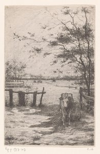 Cow Being Milked in a Meadow by Philip Zilcken