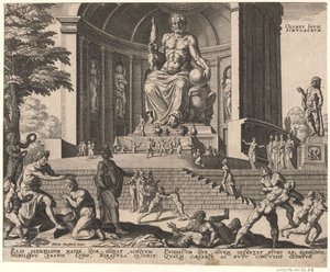 The Statue of Jupiter at Olympia from the series The Eighth Wonders of the World After Maarten van Heemskerck by Philipp Galle