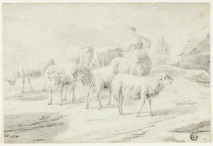 Shepherdess and Sheep by Philipp Peter Roos