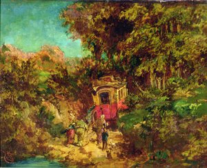 Stagecoach in the Ravine by Philipp Sporrer