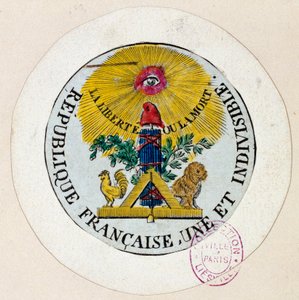 French Revolution: Seal Decorates Symbols of the Republic and of the Freemasonry Industry by Philippe Auguste Hennequin