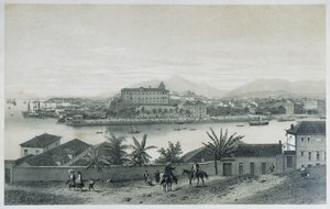 Nine panoramic views of Rio de Janeiro: Da Ilha das Cobras, 1862 by Philippe Benoist