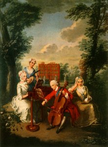 Prince Frederick Louis, Prince of Wales, playing the cello at Kew Palace, c1733-1750