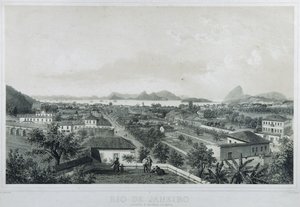 Nine panoramic views of Rio de Janeiro: Catette e entrada da Barra by Philippe and Ciceri Eugene Benoist