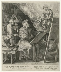 Saint Luke Painting the Virgin and Child by Philips Galle (attributed to workshop of)
