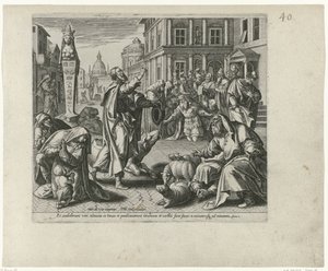 Jonah Proclaims the Downfall of Nineveh by Philips Galle (attributed to workshop of)