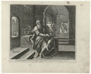 King Manasseh in Prison by Philips Galle (attributed to workshop of)