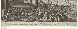 Fish Market (series title: Hunting and Fishing, Venationes, Piscationes et Aucupii Typi) by Philips Galle (attributed to workshop of)